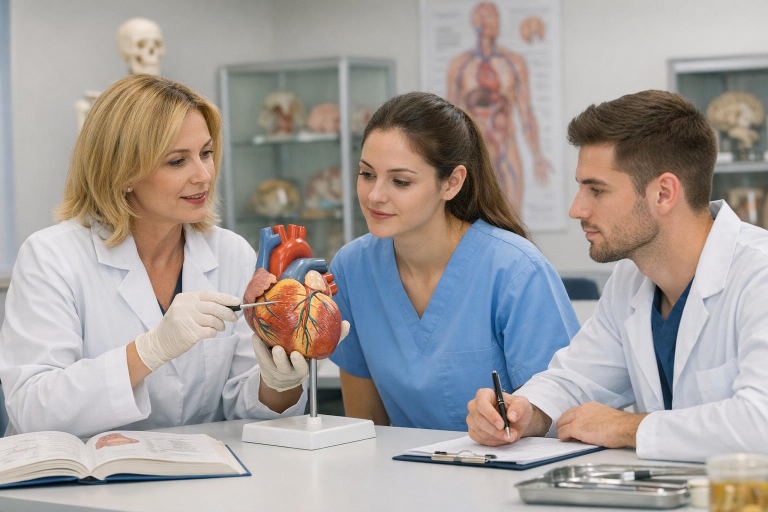 Zajęcia praktyczne z modelem anatomicznym serca w pracowni