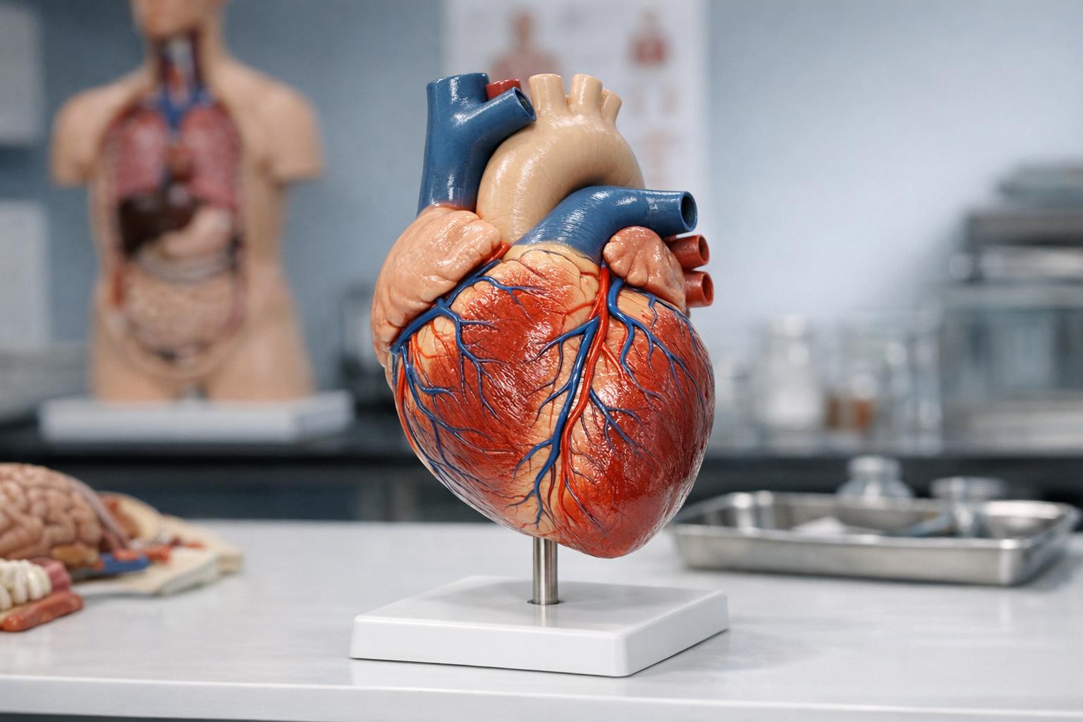 fotografia realistycznego modelu anatomicznego serca na stole demonstracyjnym